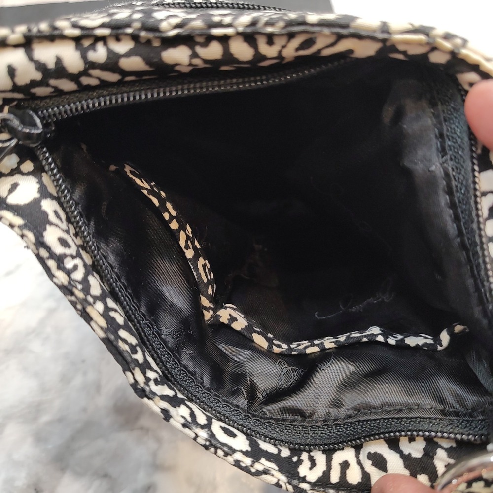 Vera Bradley Black White Animal Print Quilted Crossbody Zip Pockets Adjustable - Picture 8 of 12